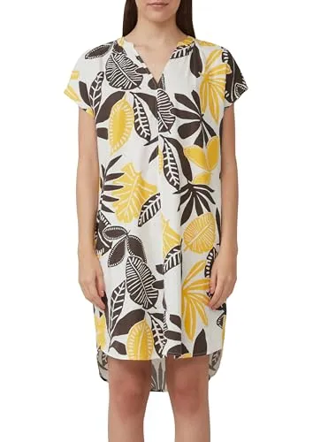 s.Oliver Blusenkleid aus Leinenmix mit Eingrifftaschen - Ecru, Größe 40 - Damen-Kleider, lässige Passform mit gerafftem Detail, ideal für den Sommer, mit praktischen Eingrifftaschen und fließendem Leinenmix für hohen Tragekomfort.