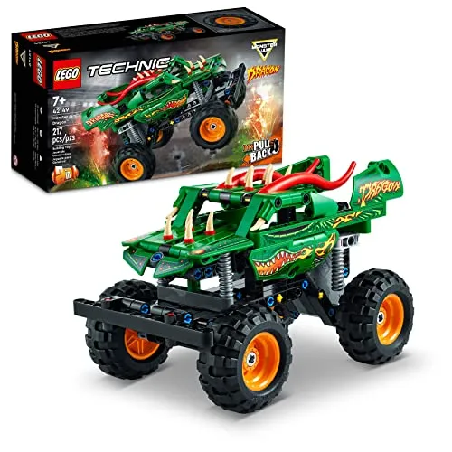 LEGO Technic Monster Jam Dragon Monster Truck 42149 - 2-in-1-Rennautospielzeug mit Rückzug-Funktion: Baut sich in einen Krokodil-Buggy um und bietet spannende Off-Road-Stunts für Kinder ab 7 Jahren.