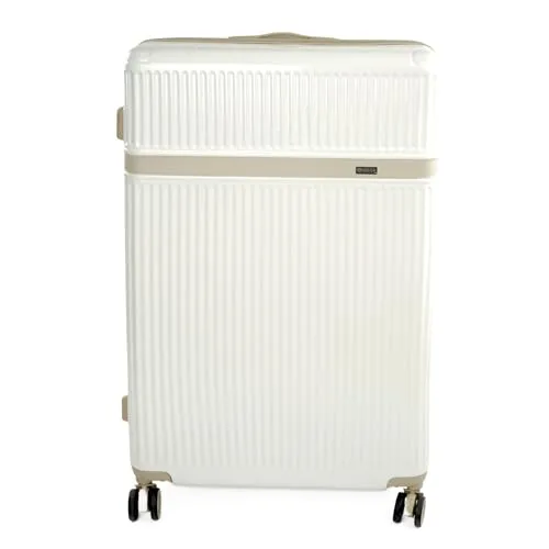 Solier Hartschalenkoffer – Reisetrolley mit 4 Rollen, Zahlenschloss und Teleskopgriff – Rollkoffer Hardcase Gepäck (Creme, 28' XL)