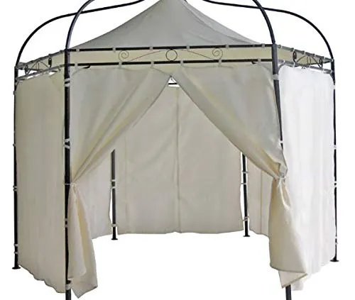DEGAMO Pavillonseitenteil MODENA 3-teilig ecru - Pavillon-Seitenteile für 6-eckigen Pavillon Modena, einfache Montage mit Klettverschluss, ideal für Garten und Terrasse, wetterfestes Material aus 100% Polyester.