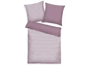 TOM TAILOR Renforcé-Bettwäsche MEDIUM STRIPES - Bettwäsche-Set aus 100% Baumwolle mit Wendemotiv in Lila und Weiß, hautfreundlich und pflegeleicht, sorgt für frischen Wind im Schlafzimmer.