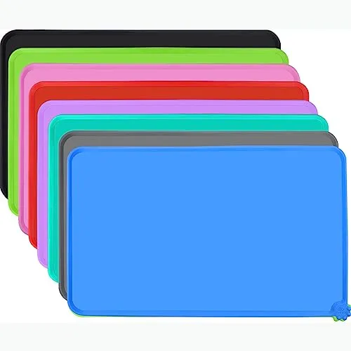 Joytale Silikon-Futtermatte für Hunde, rutschfeste wasserdichte Futtermatte mit erhöhtem Rand für Hunde und Katzen,53 x 37cm, Blau