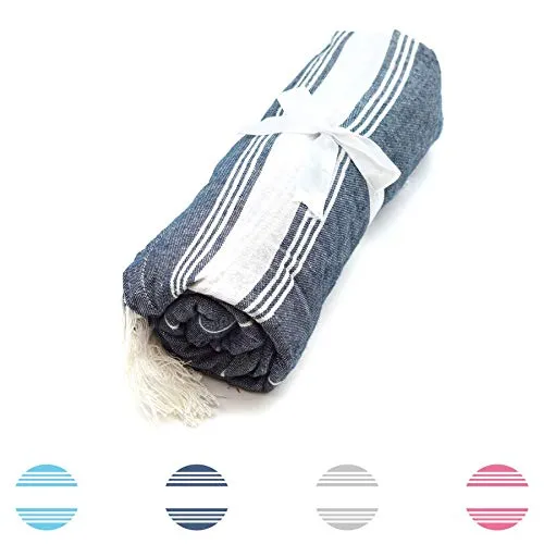 Nicola Spring Runde Türkische Baumwollstrandtuch - 190cm - Marine