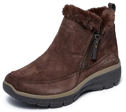 Skechers Stiefelette braun 37 EU - Wanderschuhe in Größe 37, warm gefüttert und mit praktischem Reißverschluss, ideal für kalte Tage und komfortable Outdoor-Aktivitäten.