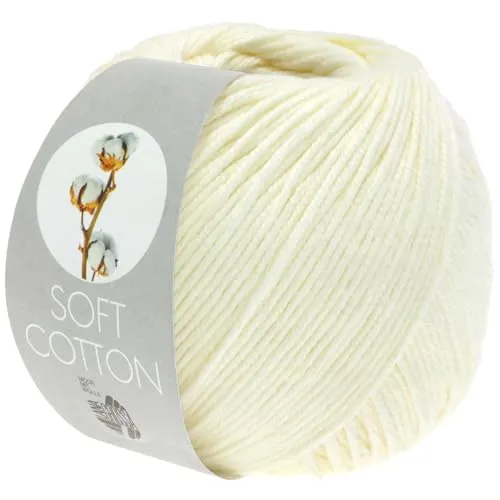 LANA GROSSA Soft Cotton | Weiches Baumwollgarn mit modernem Mikrofaseranteil | Handstrickgarn aus 70% Baumwolle & 30% Polyacryl | 50g Wolle zum Stricken & Häkeln | 140m Garn FB2