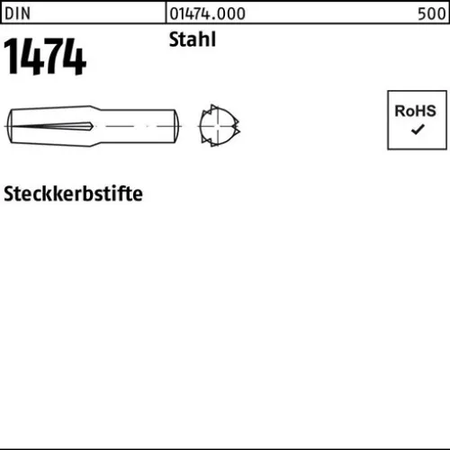100er PACK(Stk)  001474000000040040 Steckkerbstift DIN 1474 4 x 40 Stahl