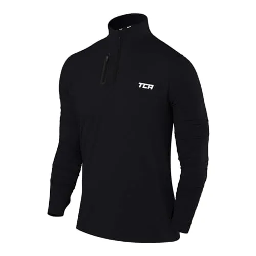 TCA Funktionsshirt Herren Langarm - Fusion Pro Quickdry - Sporttops für Herren mit atmungsaktiver D.R.Y.-Technologie, die Schweiß schnell abtransportiert. Ideal zum Laufen und Trainieren, mit Reißverschlusstasche für Smartphones.