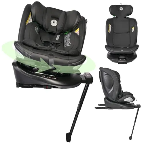 Lorelli Auto Kindersitz Estate mit Isofix und 360° Drehung - Mitwachsender i-Size Kindersitz für Kinder von 40-150 cm, bietet maximale Sicherheit durch Isofix, Seitenaufprallschutz und ist pflegeleicht mit waschbarem Bezug.