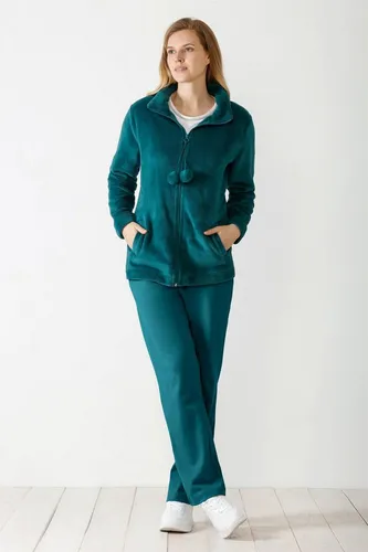 Hajo Damen Hausanzug Nicki Fleece Größe 44 - Bequemer Hausanzug in petrol, aus weichem Nicki-Fleece, ideal für entspannte Tage zu Hause. Hochwertige Materialzusammensetzung für angenehmen Tragekomfort.