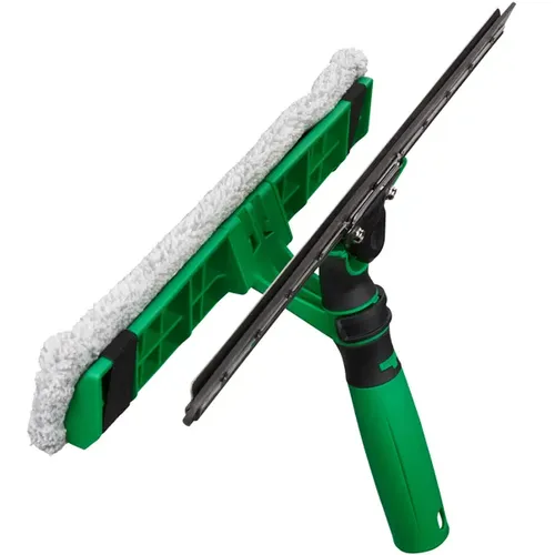 Unger VisaVersa Pro 25 cm Duo-Wischer - Fensterwischer & -abzieher mit 2-in-1 Einwascher, ergonomischem ErgoTec XL Griff und Mikrofaser-Pad für gründliche Glasreinigung in einem Schritt.