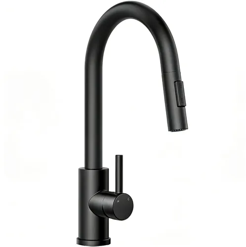 AICA Hochdruck Edelstahl Mischbatterie Ausziehbar Wasserhahn Küche Küchenarmatur Schwarz Matt