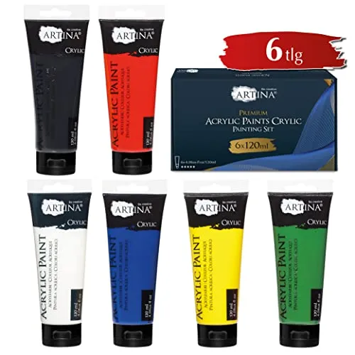 Artina Crylic 6x 120 ml Acrylfarben Set (720ml) von Artina