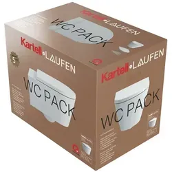 LAUFEN Pack Kartell WC mit WC Sitz H8663304000001 - Sanitäranlagen & Zubehör, spülrandloses Wand-WC mit verdeckter Befestigung und praktischer Absenkautomatik für eleganten Komfort.