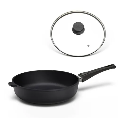 Hoffmann STONIQ Hochrandpfanne 24 cm – Antihaftbeschichtet - Premium Hochrandpfanne mit Glasdeckel, ergonomischem Design und PFAS-freier Oberfläche. Ideal für stressfreies Braten, leicht zu reinigen und made in Germany. Backofenfest bis 300°C, geeignet für alle Herdarten.