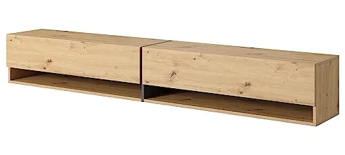 Selsey TV-Lowboard Mirrgo Wotan Eiche - TV-Halterungen mit stilvollem Design, 200 cm breit, bietet Platz für Konsolen und Kabel, ideal für ein modernes Wohnzimmer.