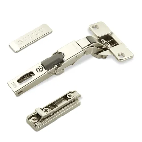 Salice Universalscharniere 110° Bohrbild T52 Push Open mit Negativfeder für abgerundete, überfälzte und profilierte Türen mit Linear-Montageplatte Höhe 3 mm Exzenterverstellung 2 x