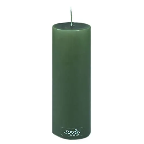 Sovie CANDLES Stumpenkerze Dunkelgrün - Ø 50mm x 150mm mit ca. 42 Stunden Brenndauer – Hochwertige Blockkerze für Tischdekoration, Feier & stimmungsvolle Anlässe