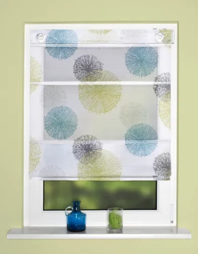 Home Wohnideen Raffrollo Pusteblume blau-grün 130 x 60 cm - Jalousien & Rollos – Dekoratives Raffrollo mit schönem Pusteblumen-Muster, ideal für ein stilvolles Ambiente in jedem Raum.