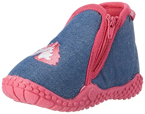 Playshoes Mädchen Hausschuh Einhorn, Jeansblau, 26/27 EU