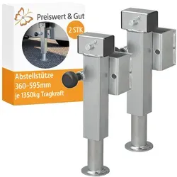 2x Abstellstütze 360–595 mm Stütze – Kurbelstütze Anhänger je 1350 kg Tragkraft Anhängerstütze SF60-D85-SW19-225+ADAP