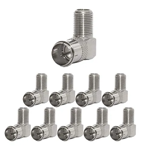 PremiumX 10x F-Quickstecker 90° Winkelstecker 7,5mm für SAT Kabel Koaxialkabel Adapter Verbinder F-Kupplung Quickstecker