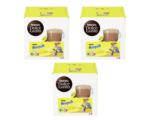 NESCAFE Dolce Gusto Nesquik Trinkschokolade 16 Kapseln 3er Pack - Leckere Trinkschokolade für die Dolce Gusto Maschine. Einfach zubereitet, ideal für genussvolle Momente. Perfekt für Schokoladenliebhaber!
