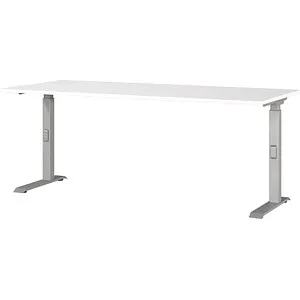 Germania Schreibtisch Mailand, höhenverstellbar in Weiß - Kinderschreibtisch, manuell höhenverstellbar per Click-System für ergonomisches Arbeiten, belastbar bis 80 kg.