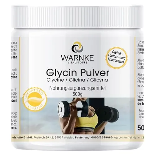 Glycin-Pulver 500 g - 100% pur ohne Zusatzstoffe, vegan - proteinogene Aminosäure | Warnke Vitalstoffe - Deutsche Apothekenqualität