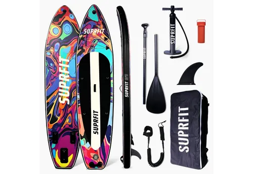 SF SUPRFIT Inflatable SUP-Board Water Marble, Touring, Set inklusive Pumpe, Paddel, Finnen, Rucksack, Leash & Reparaturkit
