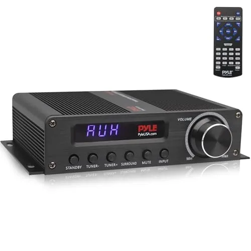 Pyle HiFi Verstärker 100W – Bluetooth Verstärker, Amplifier 5.1 Kanal Receiver mit HDMI, AUX, FM-Antenne, Subwoofer-Eingang, 12 V Adapter – 4 Eingänge