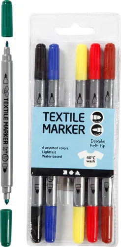 creativ company Stoffmalstifte Standard-Farben 6 Stk. für Textilien