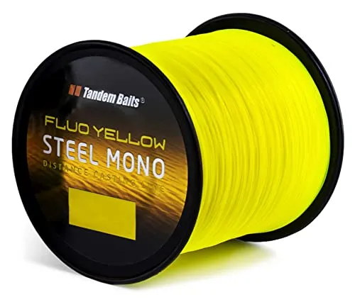 Tandem Baits Steel Mono Fluo Angelschnur für Angelrute | Angelzubehör für Karpfenrute | Nylonschnur zum Große-Fische-Angeln | Karpfenzubehör für Profis & Hobby-Angler 12 m /,3 mm Gelb