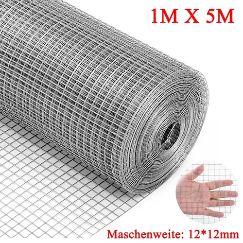 Volierendraht 12x12 mm - Verzinkter Drahtzaun 10mx1m - Maschendraht für Volieren, robust und wetterfest, ideal für Tierhaltung und Gartensicherung.