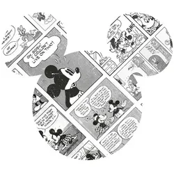 Komar Vliestapete Mickey Head Comic - Selbstklebend, 125 x 125 cm - Tapete mit modernem Mickey Comic Print, selbstklebend und leicht anzubringen. Ideal für Kinderzimmer, wasserfest und geruchsneutral.
