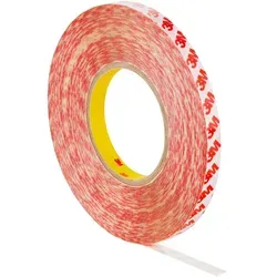 3M Doppelseitiges Klebeband mit Polyester-Träger GPT-020P, Transparent, 12 mm x 50 m, 0,202 mm