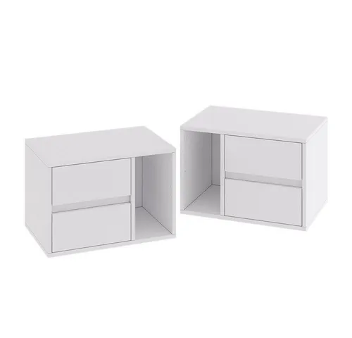Vicco Nachtschrank Vimogo, Weiß, 2er Set - Moderne Nachtschränke in Weiß, vielseitig einsetzbar als Kommode oder Beistelltisch. Mit geräumigem Stauraum für Bücher und persönliche Gegenstände, ideal für entspannte Nächte!
