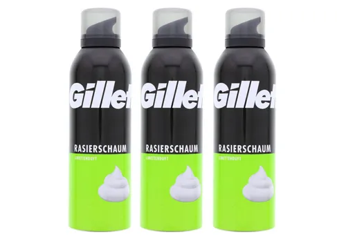 Gillette Rasierschaum 3 x Gillette Classic Bartpflege Rasierschaum für Männer jeweils 200ml