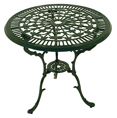 DEGAMO Bistrotisch in Jugendstil Optik - Kaffeetisch aus wetterfestem Aluminiumguss, 70cm Durchmesser, ideal für den Außenbereich mit nostalgischem Design und ausgleichbaren Füßen für Unebenheiten.