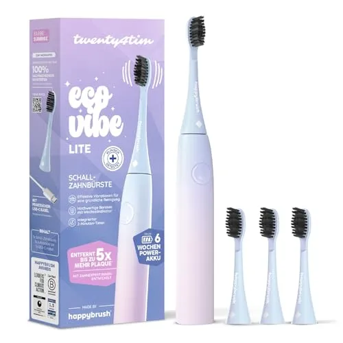 happybrush Elektrische Zahnbürste ECO VIBE Lite [Testsieger] Starterset
