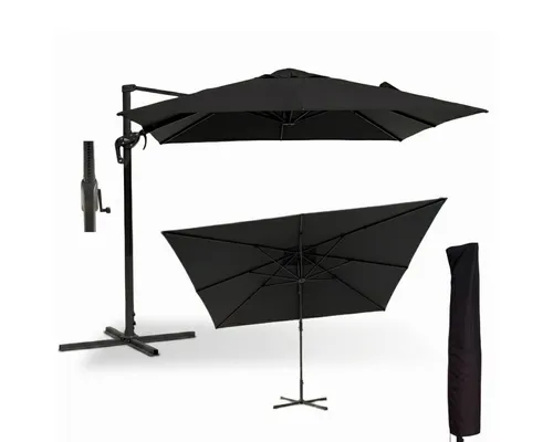 Liadomo Ampelschirm Pineto, Standschirm, Sonnenschirm, Sonnenschutz, mit Sockelkreuz, LxB: 340x270 cm, Schirm-Set, Gartenschirm, Pendelschirm, für Balkon, Terrasse & Garten, inkl. Schutzhülle