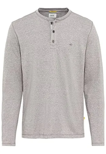 camel active Herren Longsleeve Langarmshirt Henleyshirt Regular Fit aus nachhaltiger Baumwolle Grau, menswear-3XL