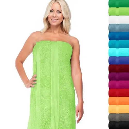 Lashuma Saunatuch 85x220 cm Apfelgrün – XXL Frottee Badehandtuch für Sauna und Gartenliege
