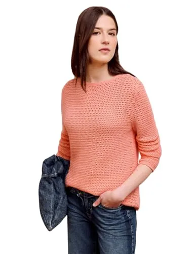 Street One Studio Damen Pullover mit Boatneck und Lochmuster