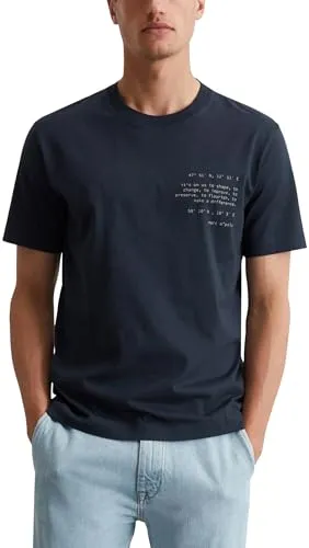 Marc O'Polo Herren T-Shirt aus Bio-Baumwolle Regular Fit, Blau (Dark Navy), S
