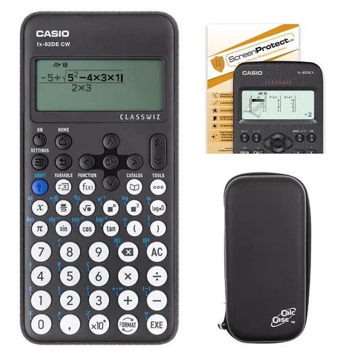 Casio FX-82 DE CW mit Schutztasche und Displayschutzfolie im Set