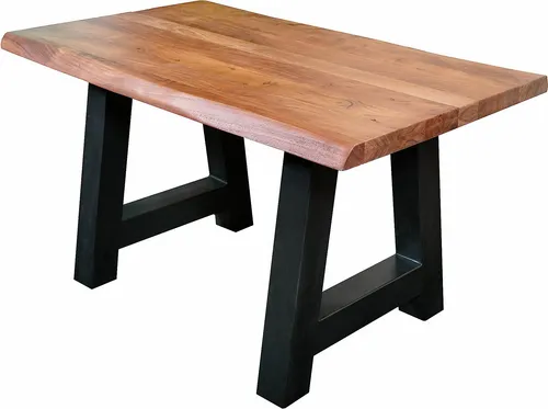 SAM Esstisch 120 x 80 cm Cali - Esszimmertisch aus massivem Akazienholz mit einzigartigen Baumkanten, ideal für moderne und Vintage-Einrichtungen. Stabiler A-Gestell aus Metall sorgt für sicheren Stand.