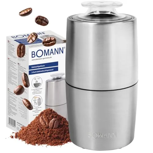 BOMANN Kaffeemühle KSW 6089 CB - Elektrische Kaffeemühle für 60g Kaffeebohnen - Kaffeemühlen – Frischer Kaffee dank 2-fach Edelstahlschlagmesser und variabler Mahlgradeinstellung für perfekten Genuss. Ideal für 8-10 Tassen.