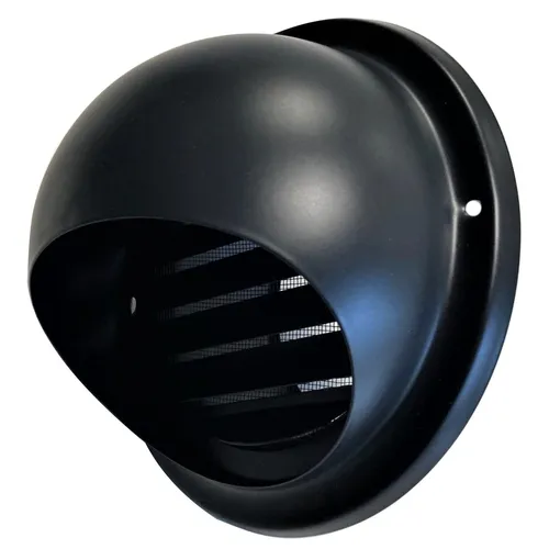 Lüftungsgitter LG-5012 BL Rund DN 125 mit Insektschutz - Rundes Lüftungsgitter für Zuluft und Abluft, Ø 190 mm, mit Insektschutz. Ideal für eine effiziente Belüftung, aus robustem Edelstahl V2A, pulverbeschichtet in Schwarz. Perfekt für den professionellen Einsatz.