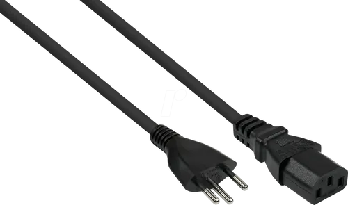 KM SK6030-S018 - Netzkabel Schweiz Netz-Stecker Typ J, Buchse C13, schwarz, 1,8m