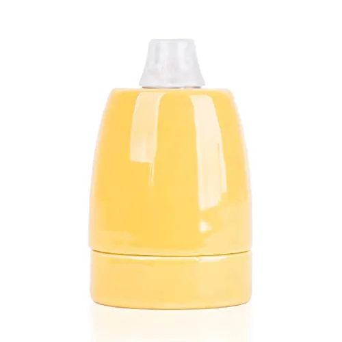 Fassung aus Porzellan, Porzellanfassung Keramikfassung E27, Sunflower-Gelb glasiert, mit Klemmnippel